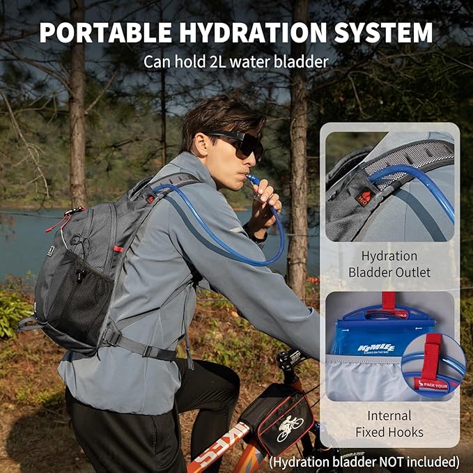 OIWAS Small Hiking Backpack - 15L Hiking Backpacks Water Resistant Camping Backpack Lightweight Hiking Daypack with Hydration Bladder Outlet