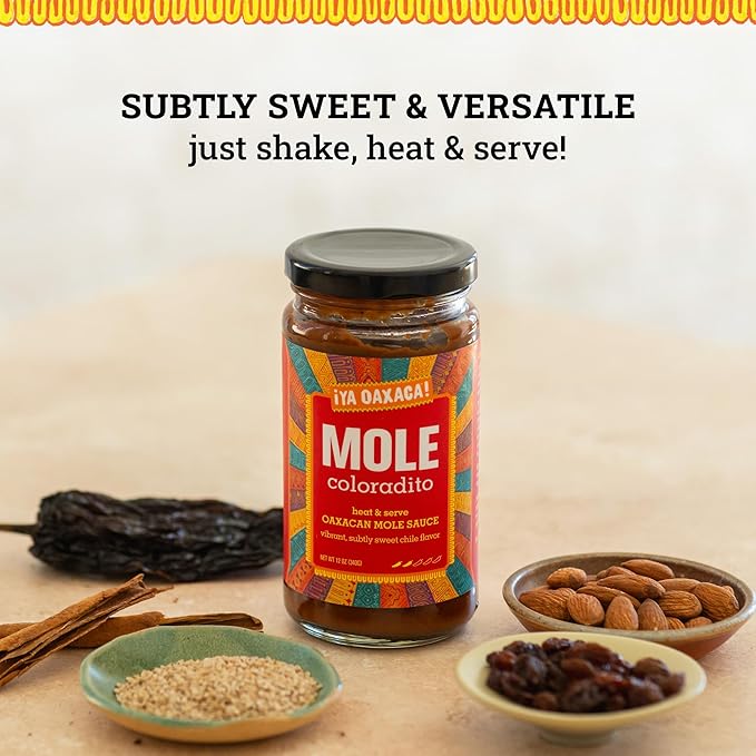 Ya Oaxaca - Mole Sauce - Coloradito - Mild Spice - Blend of Smoked & Dried Chiles, Spices, & House Made Chocolate - Vegan, Non-GMO, Gluten Free - Great on Enchiladas, Tacos, Tortillas - 12oz (3pk)