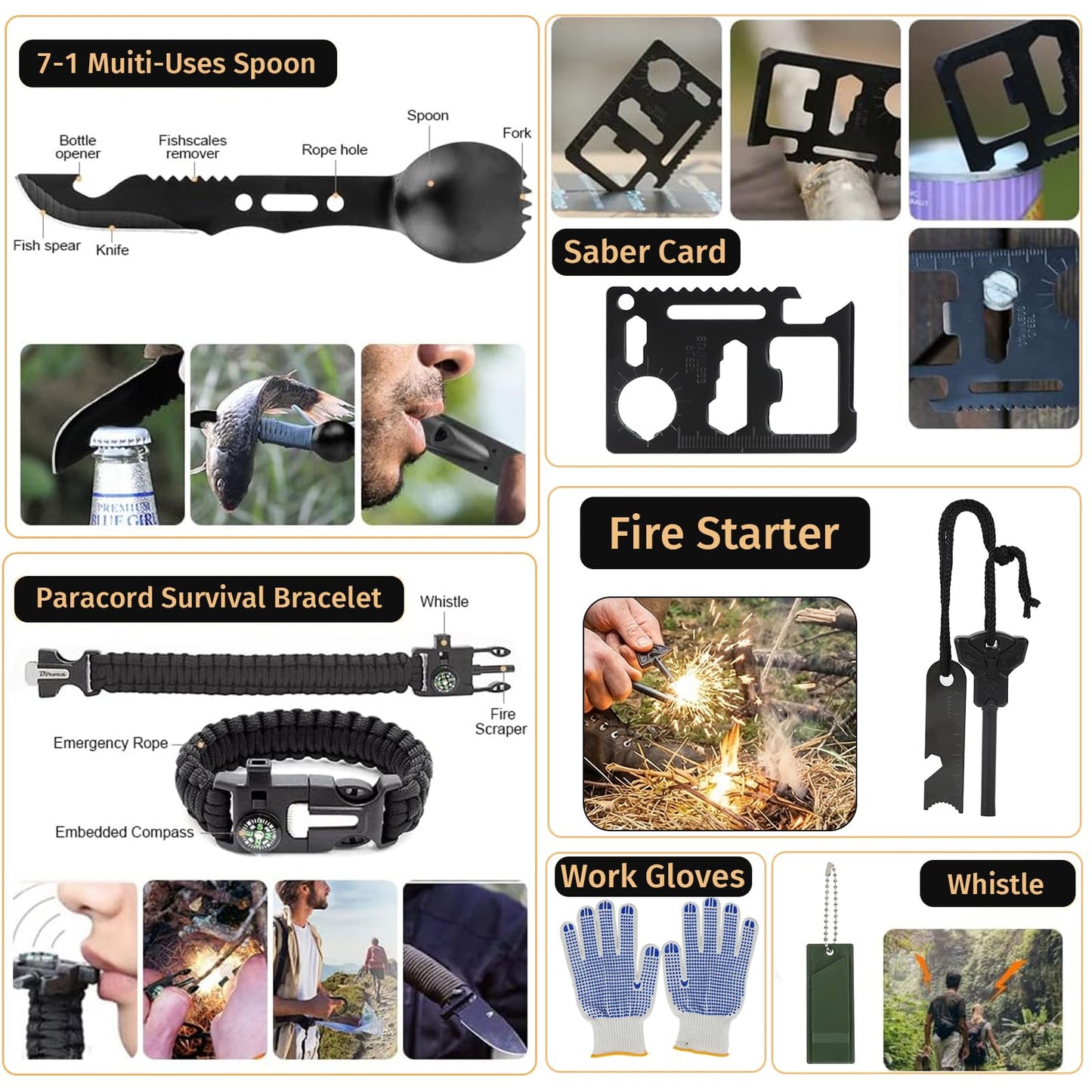 Survival Kit, 294 Pcs Survival Gear Emergency Supplies First Aid Kit