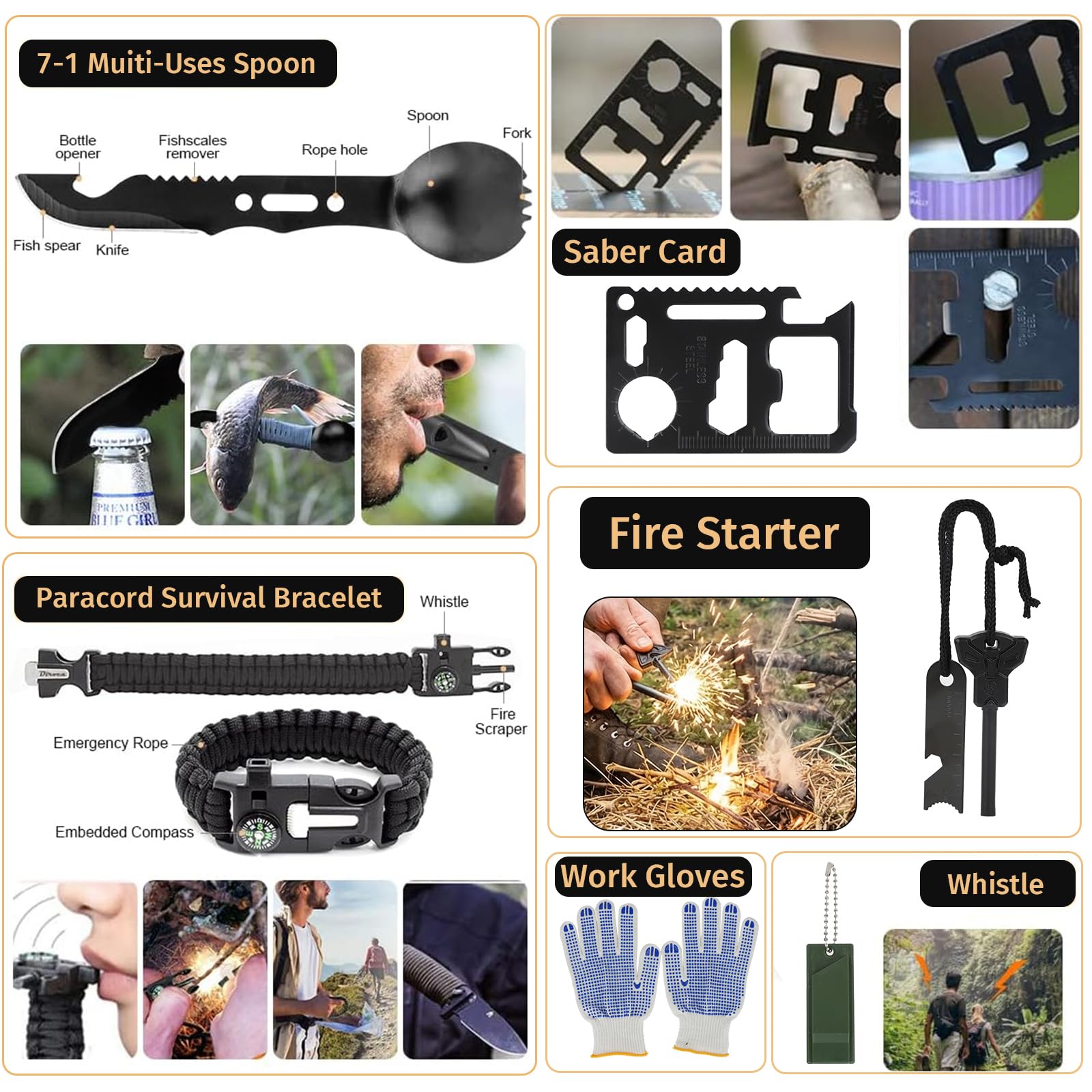 Survival Kit, 294 Pcs Survival Gear Emergency Supplies First Aid Kit