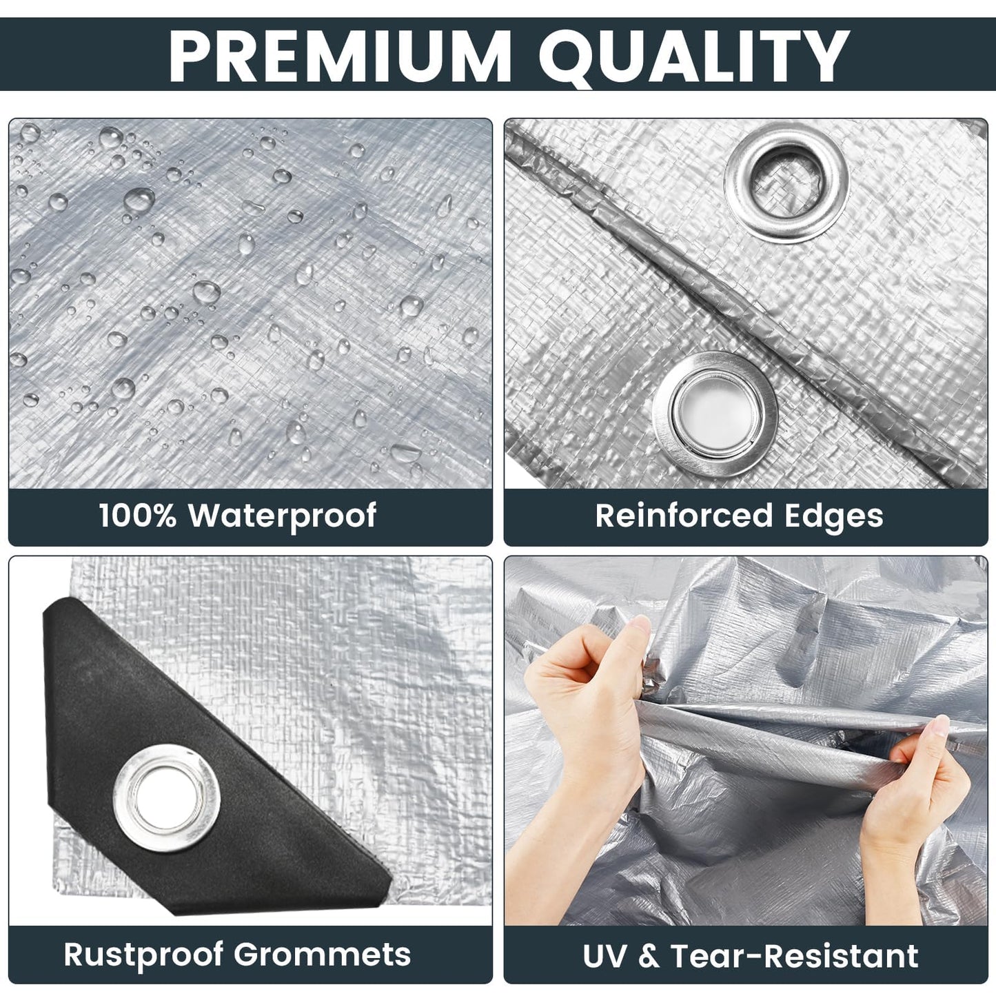 TICONN Heavy Duty Tarp Cover, Extra Thick Tarps Waterproof Tear and Rip Proof UV Resistant