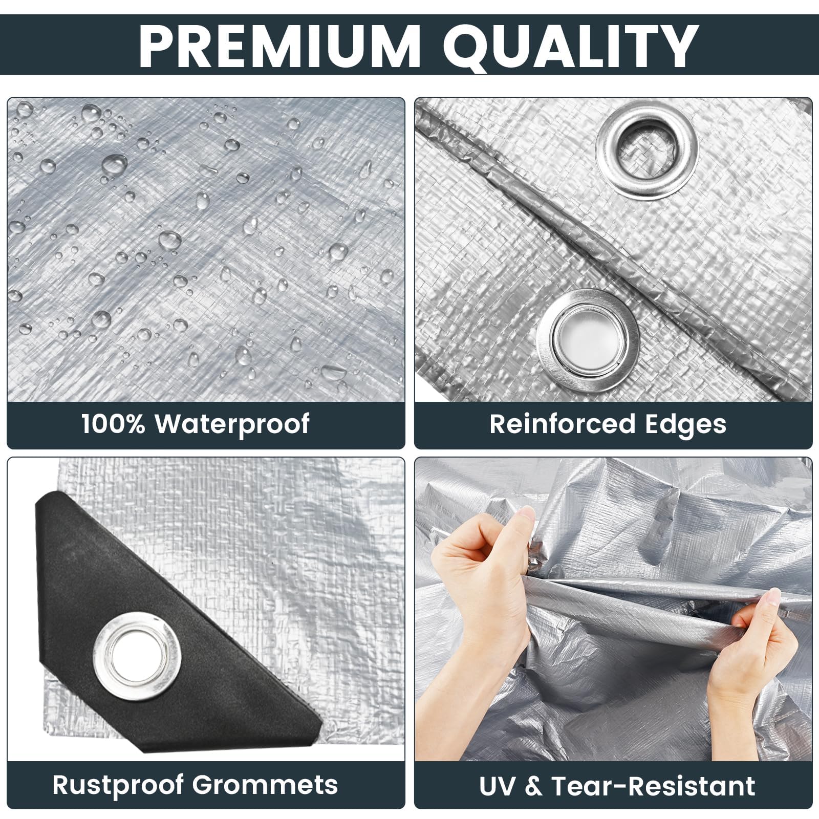 TICONN Heavy Duty Tarp Cover, Extra Thick Tarps Waterproof Tear and Rip Proof UV Resistant