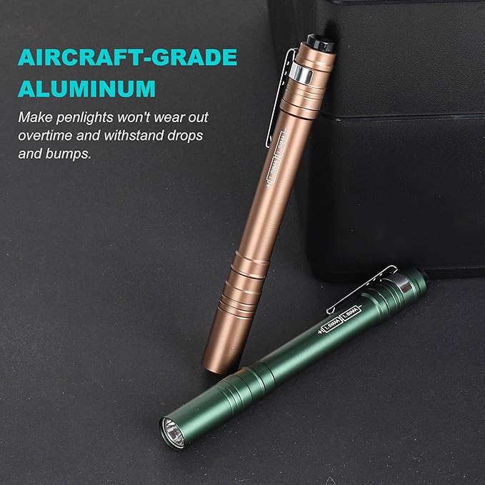 FASTPRO 6-Pack Pen Light, Aluminum LED Penlights with Batteries Included & Pre-Installed, Pocket Pen Flashlight for Inspections, Repairs, Camping and Emergencies