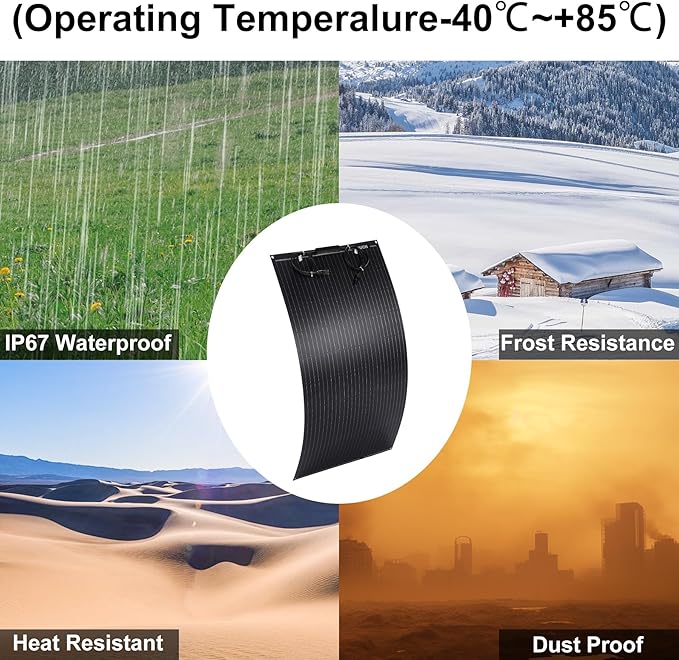400W Semi-Flexible Solar Panel 12V Monocrystalline Ultra-Flexible Bendable Mono Off-Grid Charger for Marine RV Cabin Van Car Boat Curve Surfaces