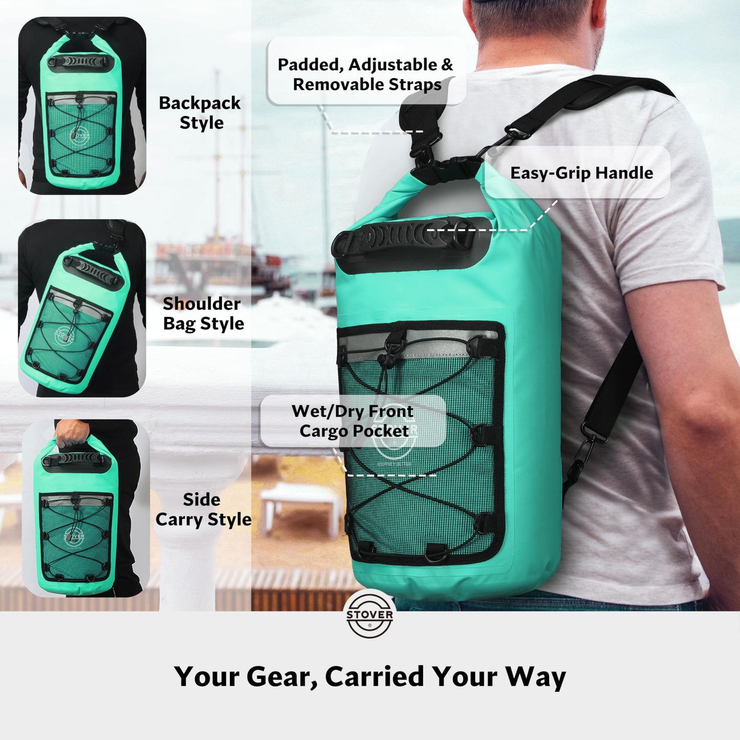STOVER 5/10/25/30/40L Waterproof Dry Backpack & Phone Case- Large Floating Dry Bag for Kayaking