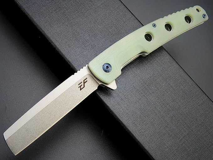 Eafengrow EF941 EDC Pocket Folding Knife D2 Steel Blade G10 Handle Pocket Clip with safety liner lock for Camping Survival Outdoor(Jade)