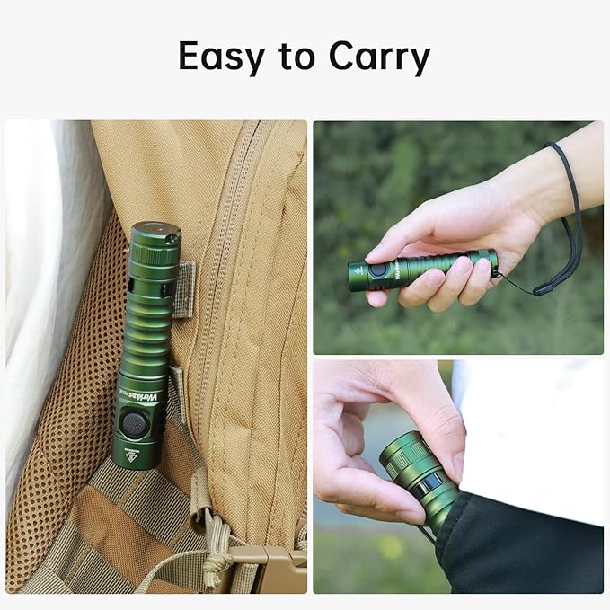 Wurkkos FC11C LED Flashlights Rechargeable -Small Powerful EDC Flashlight 90CRI 1200 High Lumen, IP68 Waterproof,Magnetic Tailcap,155M Beam Distance for Garden Dog Walking Emergency(Green 4000K)