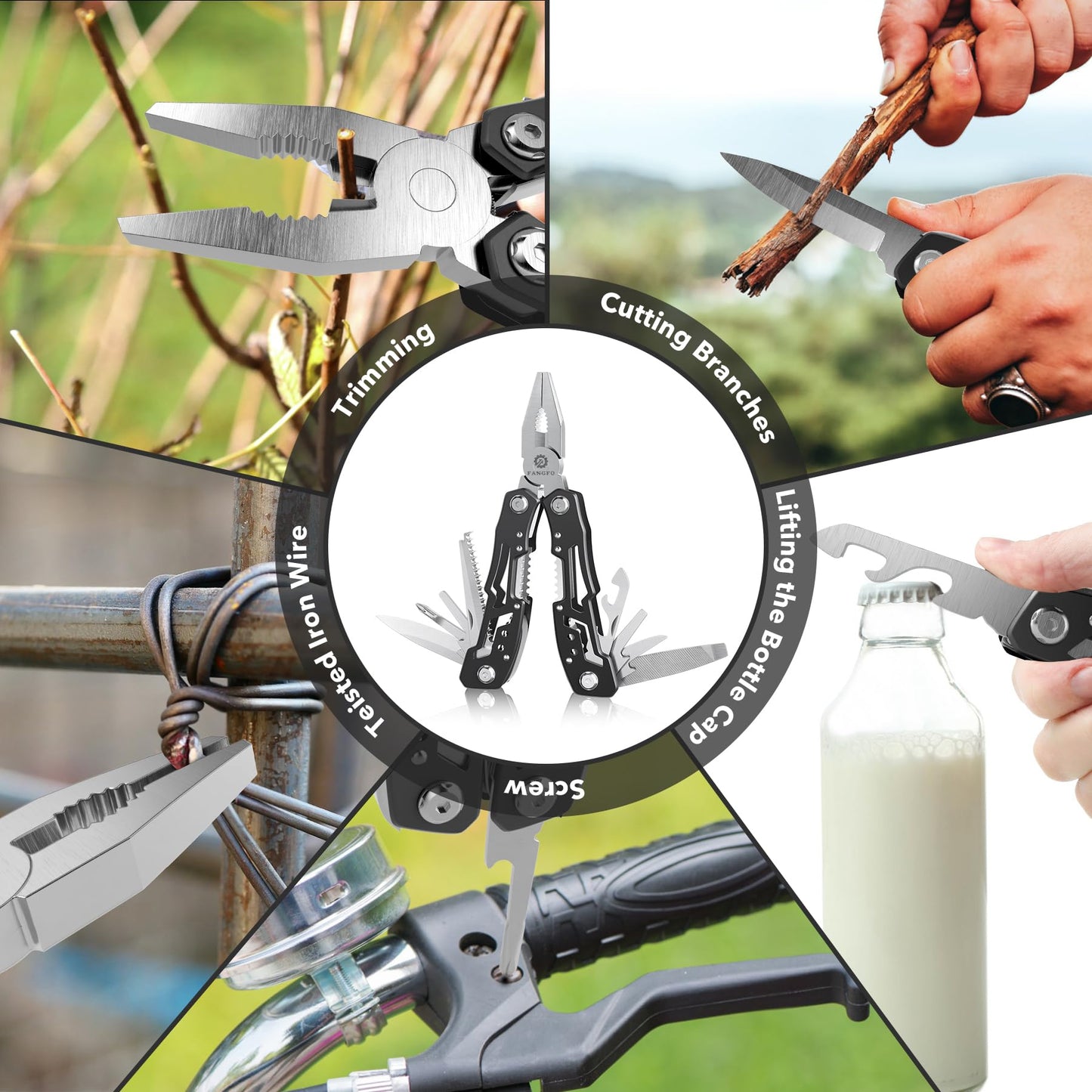 14-In-1 Multitool with Safety Locking, Professional Stainless Steel Multitool Pliers Pocket Knife