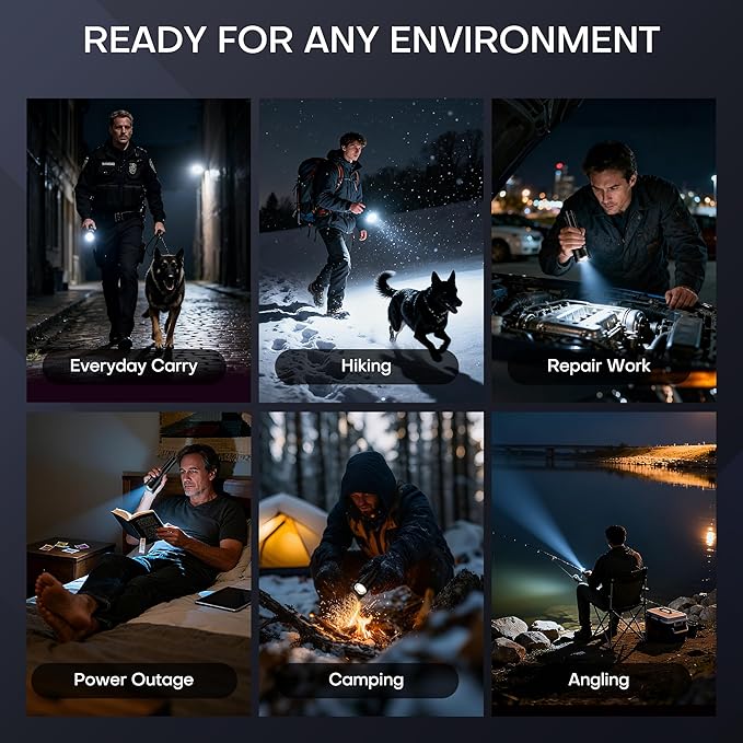 Rechargeable Flashlights High Lumens with Ignition Lens,2000 lumens LED Super Bright Zoomable FlashLight with 5 Mode, IPX6 Waterproof Powerful Tactical Flash light for Home,Gift,Outdoor and Emergency