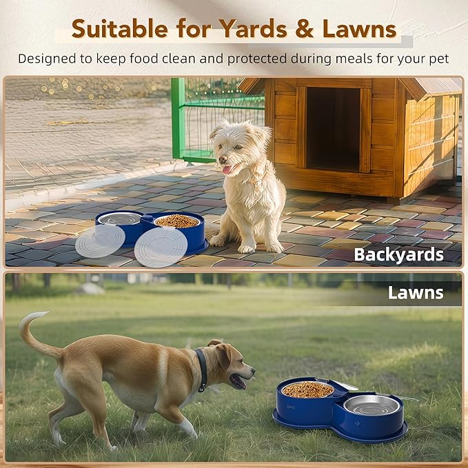 Stainless Steel Dog Bowl Set with Lids, 304 Metal Dual Food & Water Bowls for Dogs & Cats, Large Capacity Pet Feeder with Cover Keeps Food Fresh, Anti-Skid Dog Dish for Small/Medium/Large Pets
