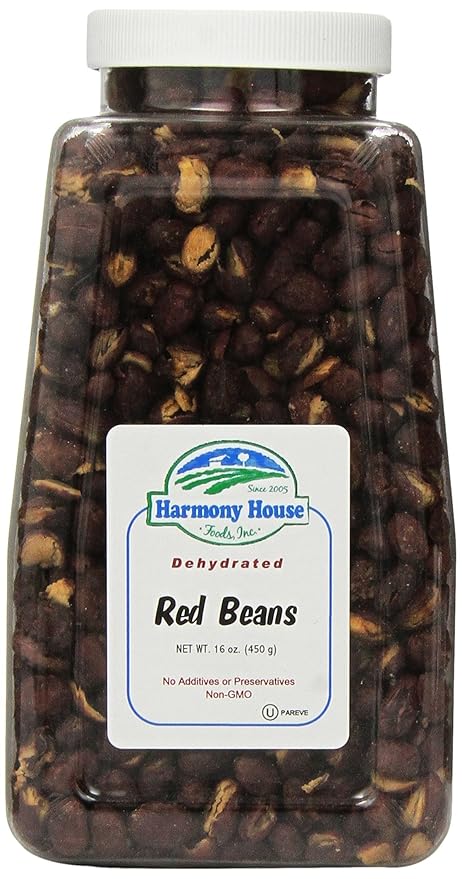 Harmony House Foods TRUE Dehydrated Red Beans - Easy Cook (16 oz, Quart Size Jar)