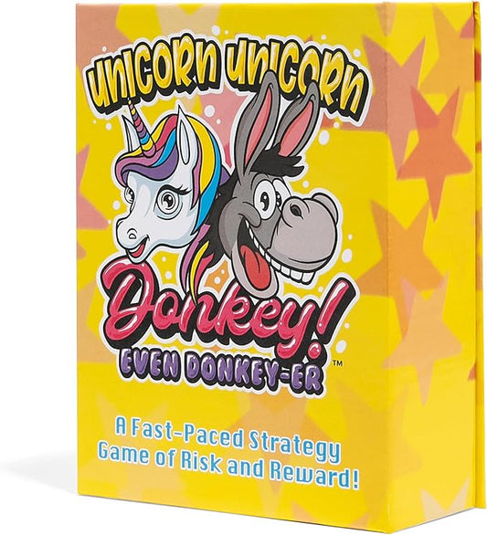 Unicorn Unicorn Donkey! Even Donkey-er - A Fast, Fun Card Game for Kids & Families. Outsmart Your Opponents and Keep Those Dorkey Donkeys Away! Ages 4+ | 2-6 Players | from PBN'J Games