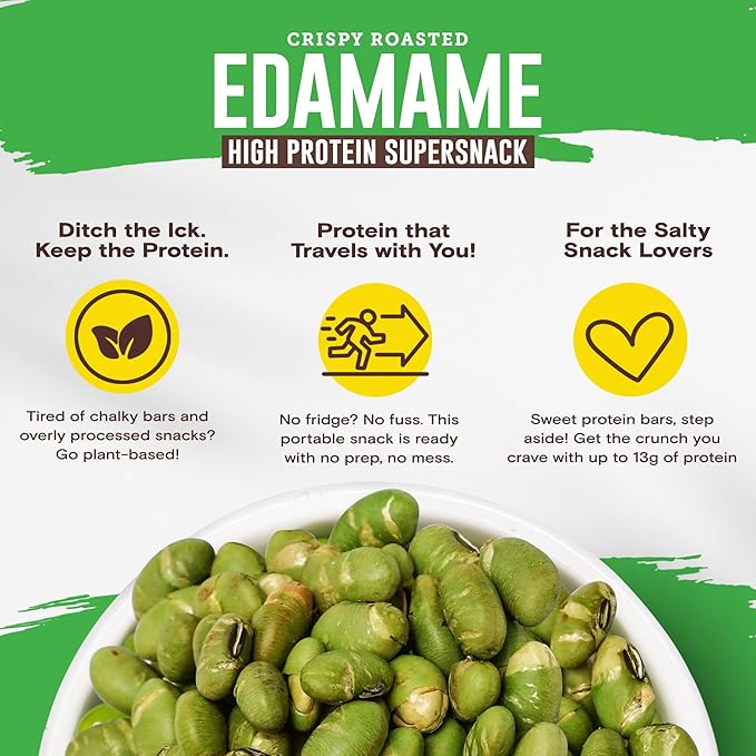 Biena Crispy Roasted Edamame Beans Snack ??High Protein Low Carb Snack for Adults & Kids, 13g Protein per Serving - Made w/Avocado Oil ??Vegan, Gluten-Free ??10-Pack, 1.05oz Bags, Himalayan Pink Salt