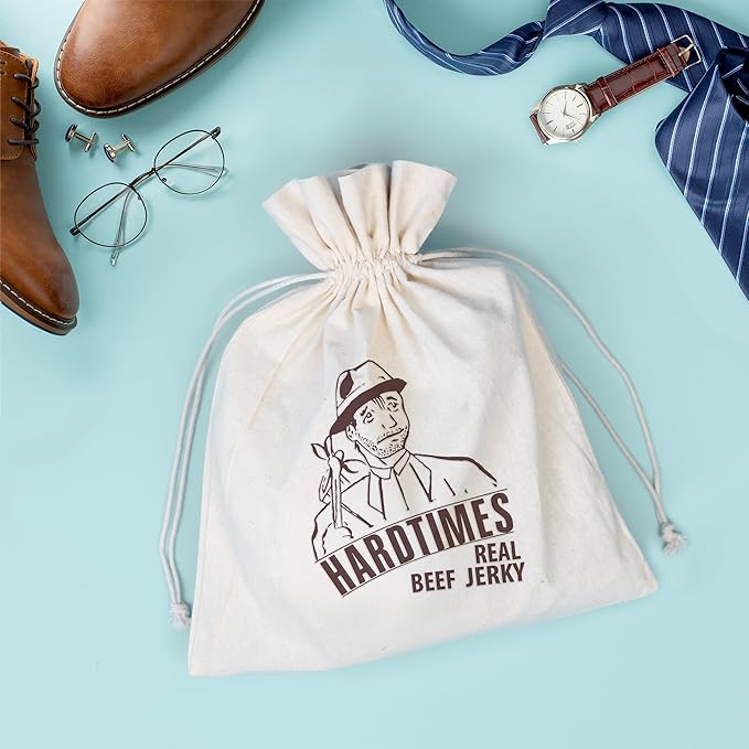 Hardtimes Beef Jerky - Variety, Specialty Gift Bag - Great Gift for Father's Day, Holiday, & Birthday - 5 Pack of 2.25 oz Bags Original, Black Pepper, Hot, Teriyaki, & Sweet Heat - 4 Jerky Chews
