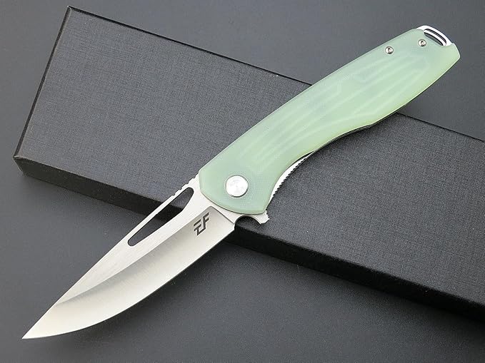 Eafengrow EF233 Folding Knife D2 Steel Blade G10 Handle EDC Tool Knives for Working Camping Hiking(jade)