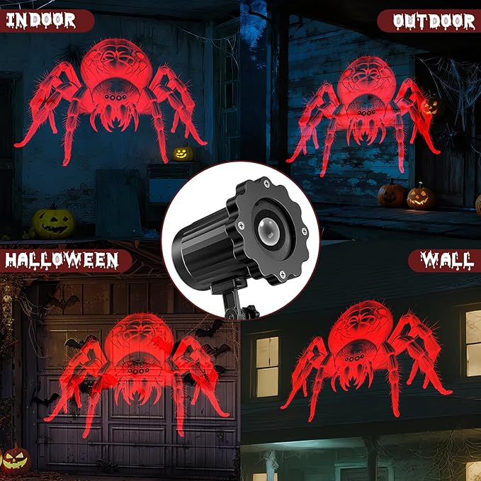 Giant Spiders Halloween Projector Outdoor Indoor,2025 Upgraded 3D Dynamic Halloween Decorations,Clearer Spider HD Patterns,Waterproof Holiday Light for Home Window Wall Cemetery Holiday Decor