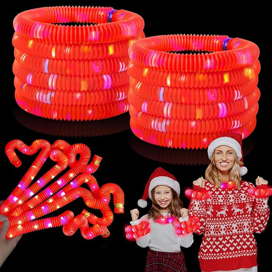 12 PCS Red Glow Sticks Party Favors for Kids, LED Light Up Necklaces Bracelets Accessories for Toddlers, Glow Birthday Dance Wedding Camping Halloween Party Supplies Decorations for Boys Girls