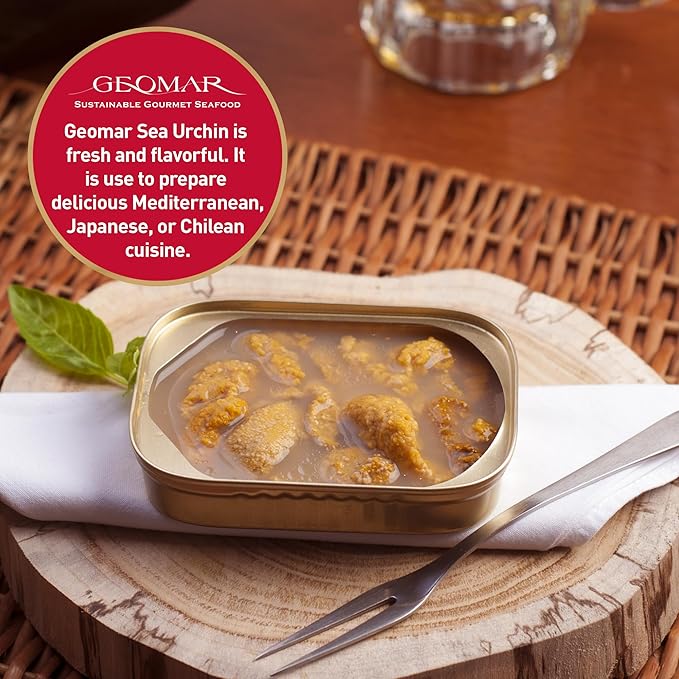 GEOMAR Sea Urchin in Brine - Chilean Sea Urchin, Gourmet Tinned Ready To Eat Seafood, Delicacy Gourmet Pantry Staples, Single Can - 3.17 oz