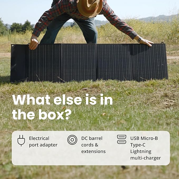 Ideal Living Portable Solar Panel IL100 | Lightweight, Water Resistant, with Built-in Voltage Converter | for Camping, Travel, Emergencies & Power Outages | USB Ports