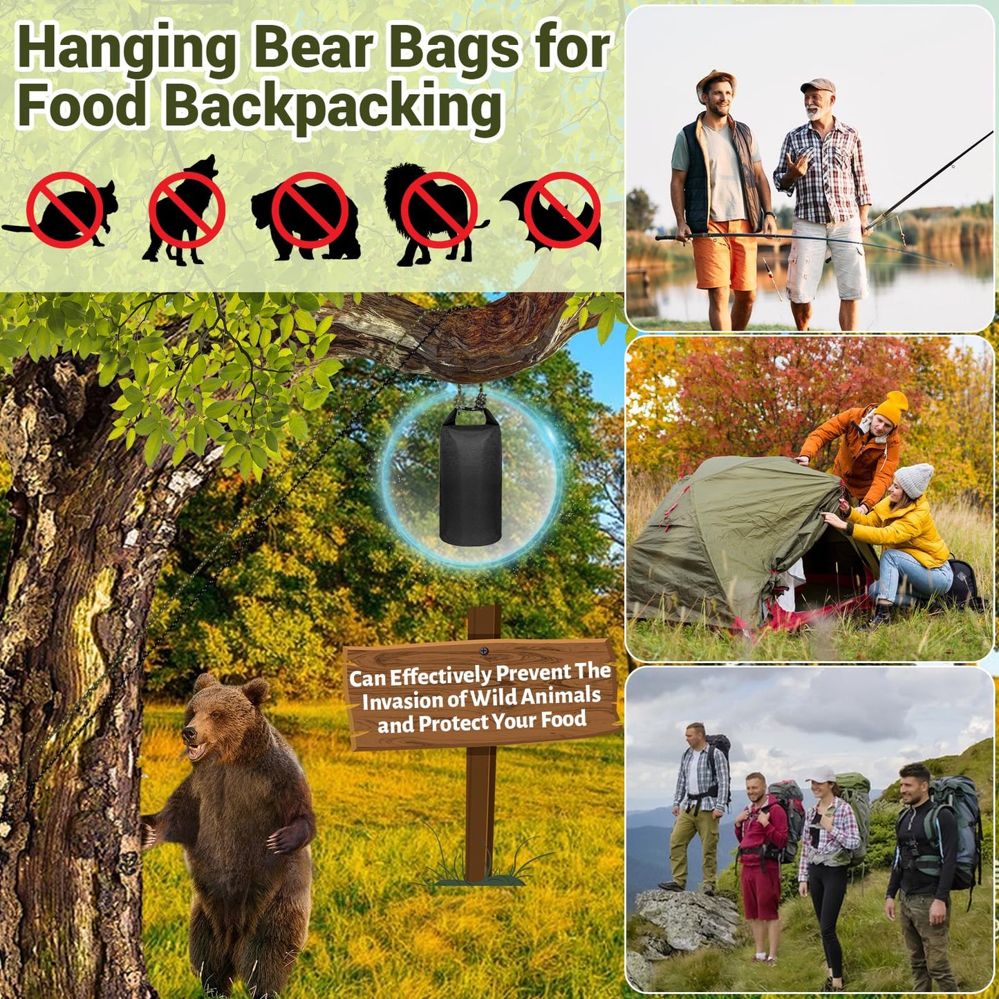 keepxaus Bear Bag Hanging Kit, 10L Waterproof Bear Bags for Food Backpacking Camping, Ultralight
