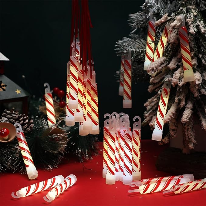 Wettarn 120 Pcs 4" Christmas Glow Sticks Light up Sticks Bright Candy Cane Light Stick Bulk Christmas Party Favors Adults Camping Hiking Activities Blackout Storm Emergency