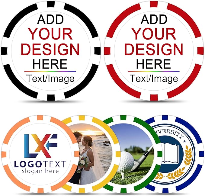 50-500Pcs Custom Clay Poker Chips (40mm, 11.5g), Personalized Poker Set Print with Your Logo and Text, for Bar Drink Tokens, Clubs, Party Games, Business Cards, etc.10 Colors