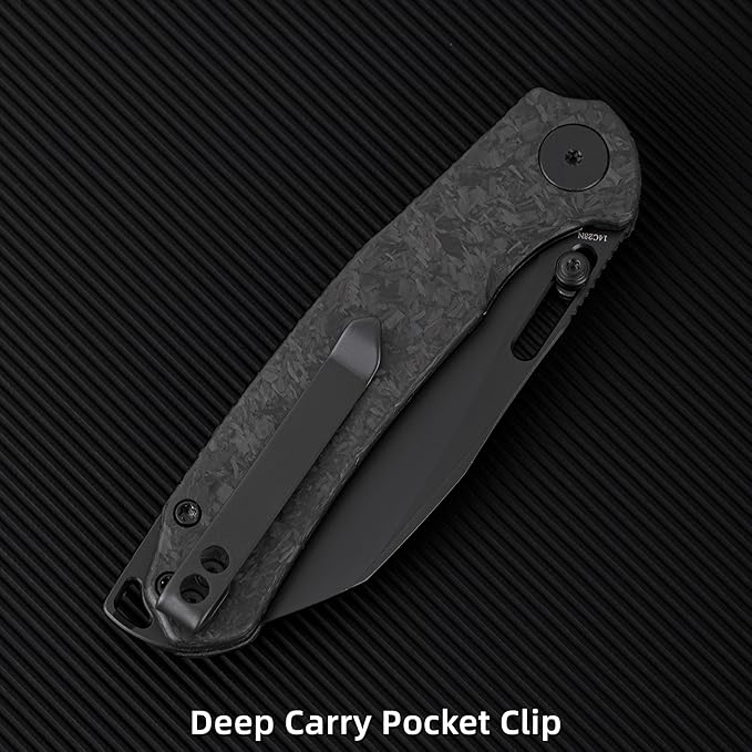 Folding Pocket Knife, 3.1" Stonewash Blade EDC Knife with Safety Liner Lock, Small Pocket Knife with Clip for Men, Sharp Camping Hiking Hunting Survival Knives