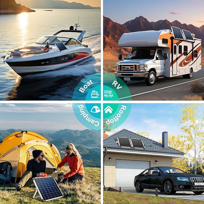 25W 12V Solar Panel Kit, Stability Performance Monocrystalline Solar Battery Maintainer Solar Trickle Charger with Intelligent Controller & Adjustable Mount Bracket, for Car Boat Marine RV Trailer
