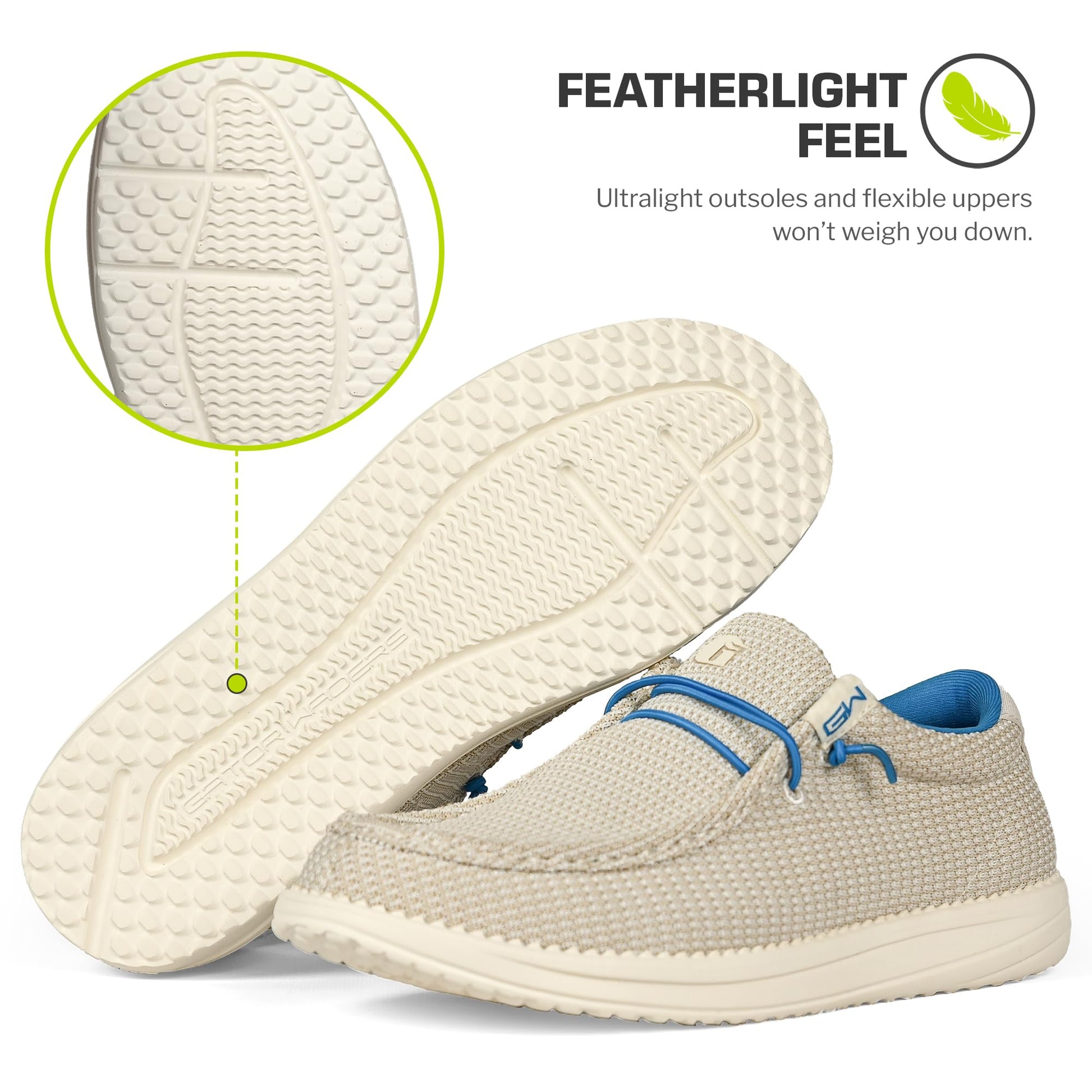 Gator Waders Mens Camp Shoes - Lightweight Slip-On Outdoor Loafers for Men with Elastic Laces