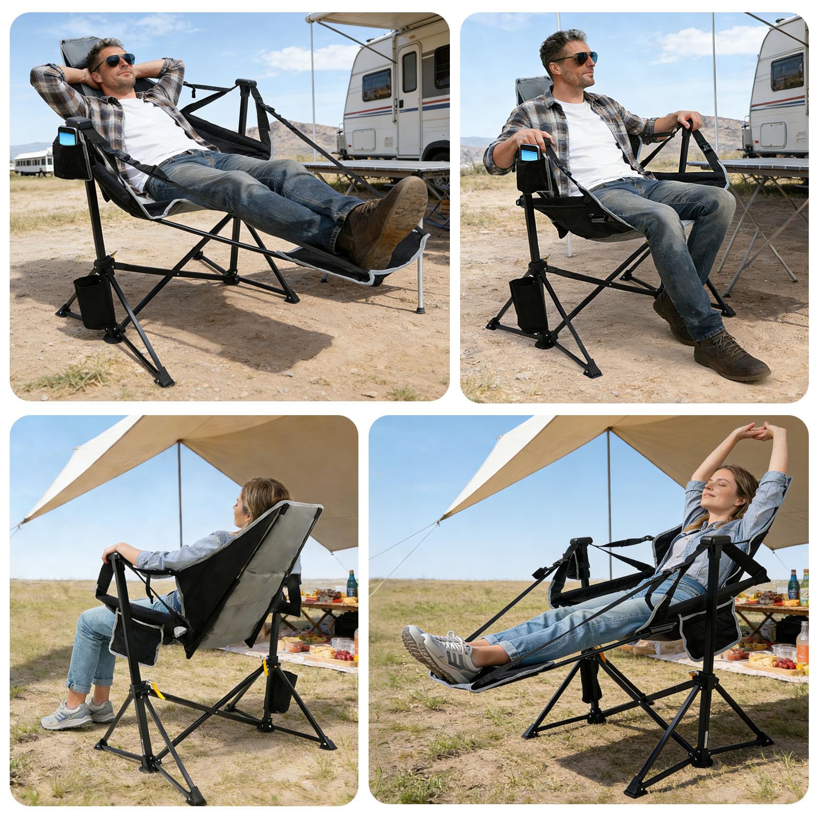 Suteck Hammock Camping Chair with Footrest,500LBS Oversized Swinging Chairs