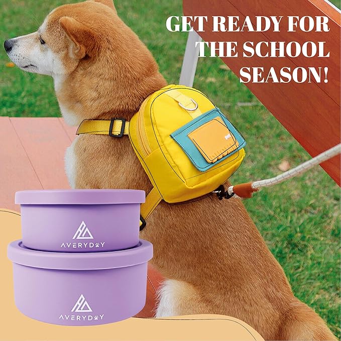 AVERYDAY 50 Oz Travel Dog Bowls with Lids, 2-in-1 Portable Pet Bowls for Food and Water, Leakproof Travel Dog Food & Water Bowl for Outdoor, Camping, Travel Dog Feeding Bowl, Daycare Pet Bowls