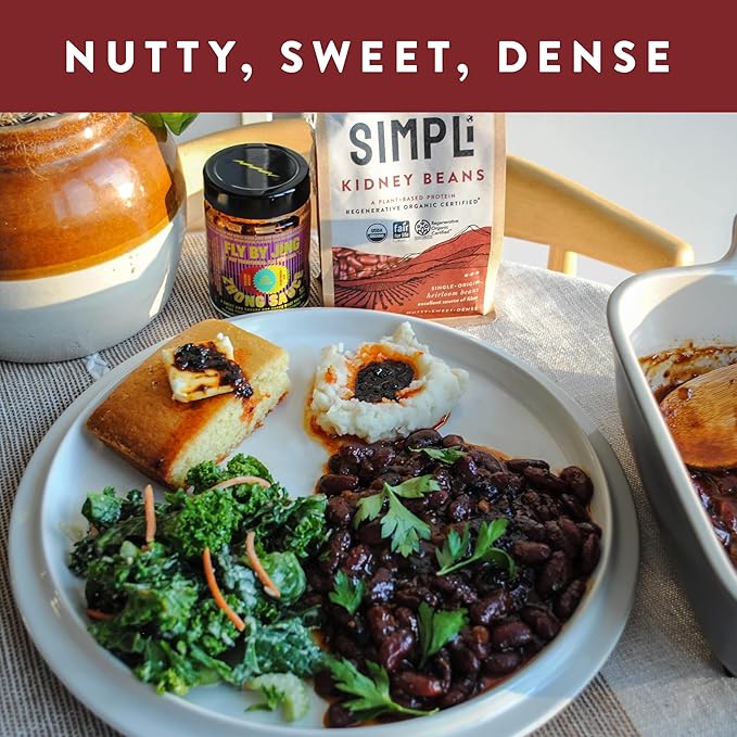 SIMPLi Regenerative Organic Certified Kidney Beans, Organic Red Kidney Beans High in Fiber and Plant-Based Protein, Rich in Iron and Antioxidants for Immune Support, 12 oz