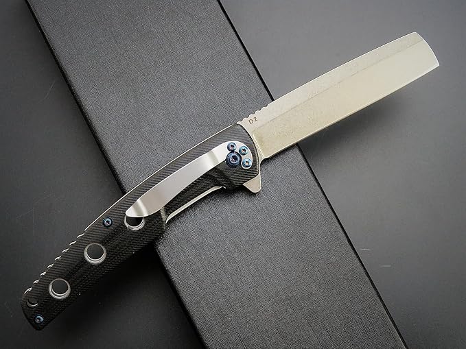 Eafengrow EF941 EDC Pocket Folding Knife D2 Steel Blade G10 Handle Pocket Clip with safety liner lock for Camping Survival Outdoor(Black)