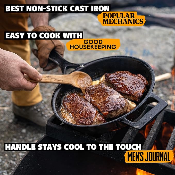 Stargazer 13.5-Inch Cast Iron Skillet | Made in USA, Seasoned, Premium Frying Pan for Grilling, Searing, Baking & More ??Durable Cast Iron with Smooth Cooking Surface