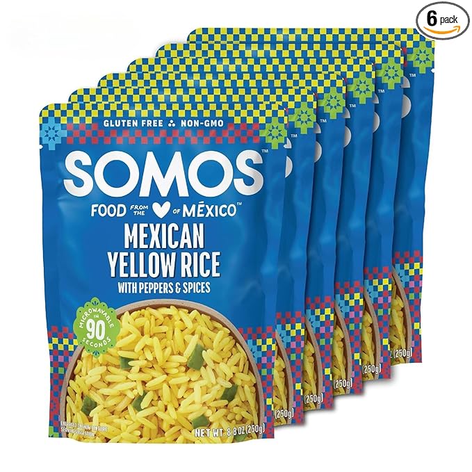 SOMOS Mexican Yellow Rice | Gluten Free, Non-GMO & Microwavable Meals Ready to Eat - Delicious, Healthy & Convenient - Perfect for Burrito Bowls, Tostadas & More | 8.8 oz (Pack of 6)