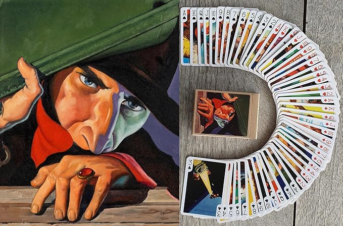 Mystery and Adventure Playing Cards (Poker Deck 54 Cards All Different) Vintage Hardboiled Detective Crime Action Comic Book Illustration Collection