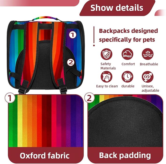Colorful Rainbow Painting Stripes Pet Carrier Airline Approved Pet Carrier Bag Dog Carrier for Small Medium Cats Dogs Puppies Kitten