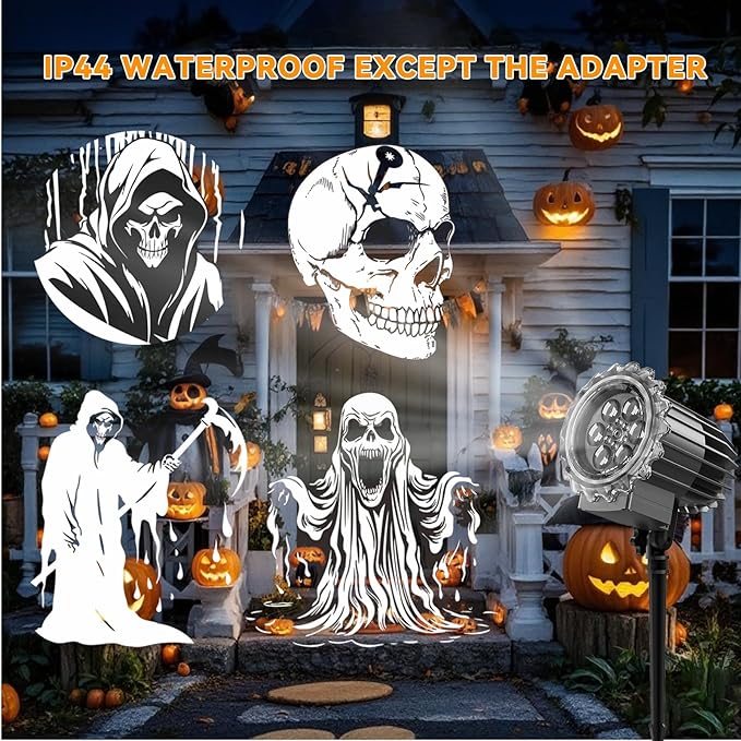 Halloween Projector Lights Outdoor, Rotating Ghost Projector, Waterproof Halloween Projector Lights Landscape for Outdoor Indoor, Yard, Patio, Garden, Party Decor (Cool White Ghost)