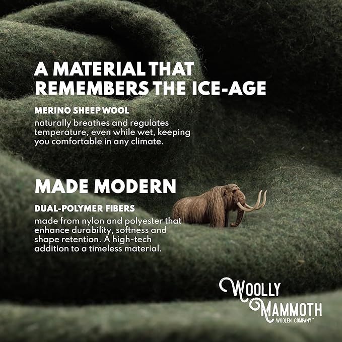 Woolly Mammoth Woolen Company Camping Blankets - 66 x 90 in, Black & Cream Plaid - Merino Wool Throw & Outdoor Backpacking Blanket for Picnic & Travel
