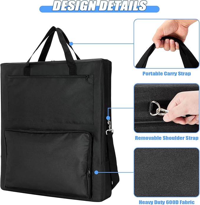 Solar Panel Storage Bag Compatible with Jackery Solar Panel 100 Watt,Padded Solar Panels Bag,Solar Panels Carrying Case with 2 Pockets (22 x 4.72 x 25.6in,Black)
