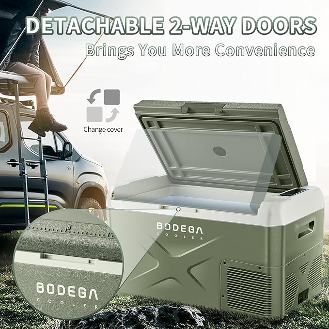 BODEGACOOLER 12 Volt Car Refrigerator, Electric Cooler Portable Freezer WIFI APP Control, 32Quart(30L) RV Car Fridge-4℉-68℉, 12/24V DC100-240 Volt AC for Outdoor Camping Travel Vehicles Home Use