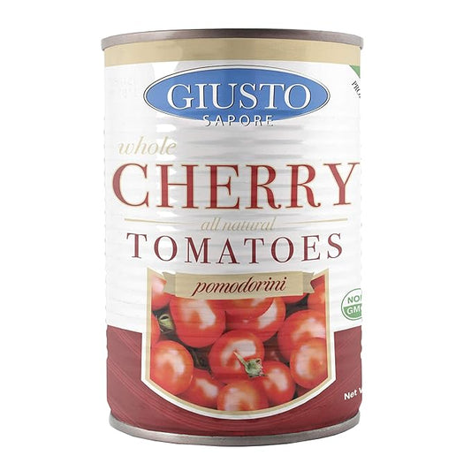 Giusto Sapore All Natural Italian Cherry Tomatoes Pomodorini - Premium Gourmet Gluten Free Fat Free Non GMO Brand - Imported from Italy and Family Owned - 1 Can