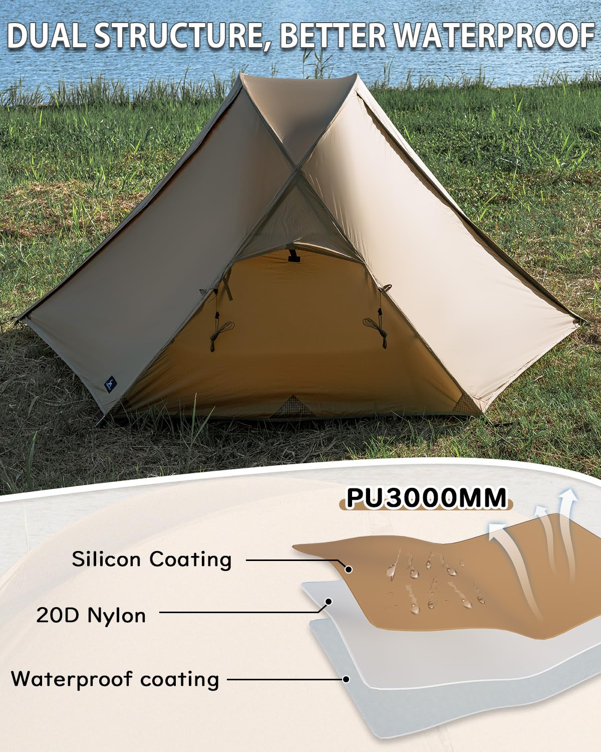 MC TOMOUNT Backpacking Tent Ultralight Nylon 2 Person Tent