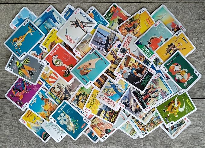 Aviation Vintage Posters Playing Cards (Poker Deck 54 Cards All Different) Vintage Retro Travel Posters Avia Plane Stewardess