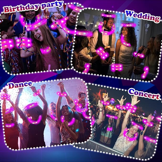 24 PCS Pink Glow Sticks Party Favors for Kids, Light Up Necklaces Bracelets Accessories for Toddlers,Halloween Birthday Party Basket Goodie Bag Stuffers Fillers,Treats Prizes Toys Gifts for Boys Girls