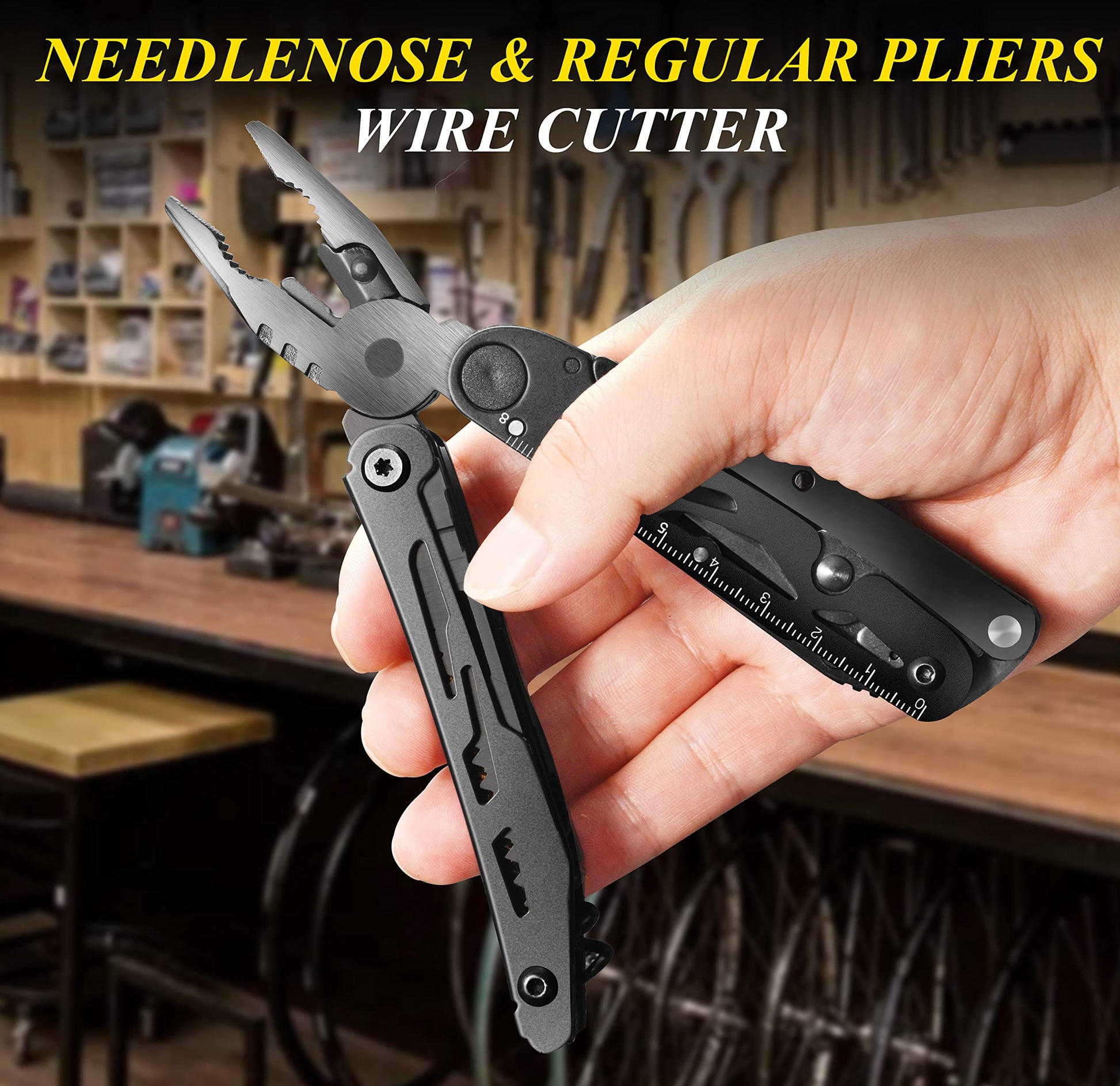 RoverTac 18-in-1 Multitool Pocket Knife with Pliers, Saw, Corkscrew & Detachable Scissors, Multi