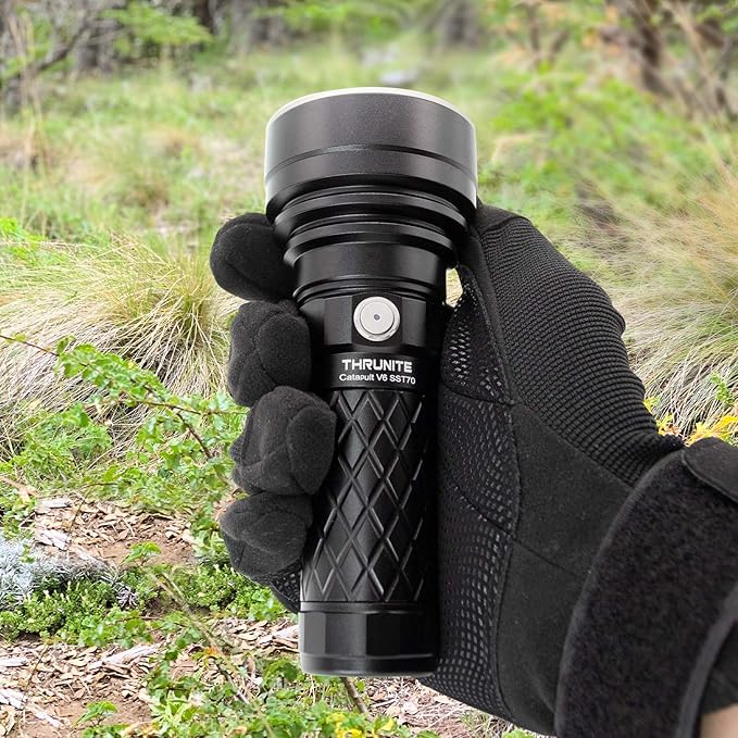 ThruNite Catapult V6 SST70 USB-C Rechargeable Flashlight, 2836 Lumens, 692m Long Beam Distance, High-Performance LED Searchlight for Tactical, Camping, and Hiking, Black, Cool White - CW