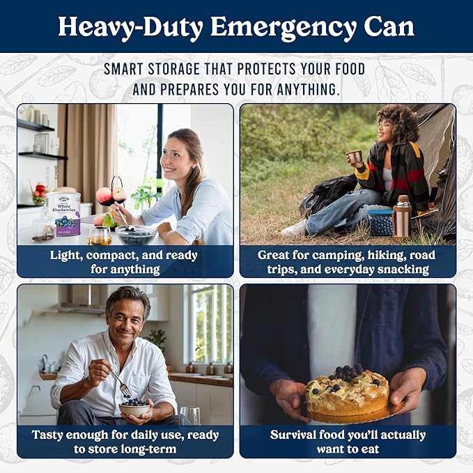 Augason Farms Dried Whole Blueberries Can ??Dried Fruit for Baking & Emergency Food Supply ??Dehydrated Camping Food with Long Shelf Life for Everyday Meal ??26 Servings