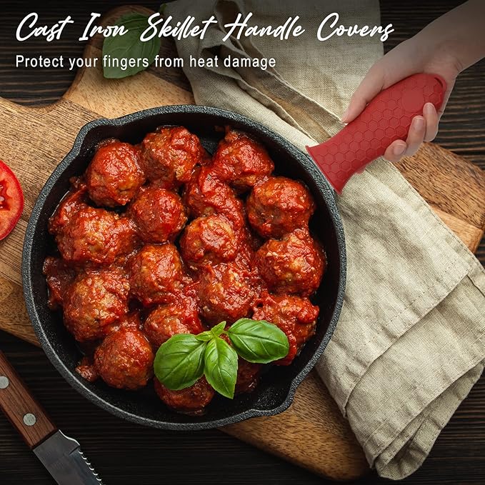 Joyhalo Cast Iron Handle Covers, 6 Pack Heat Resistant Silicone Handle Covers for Cast Iron Skillets and Pans