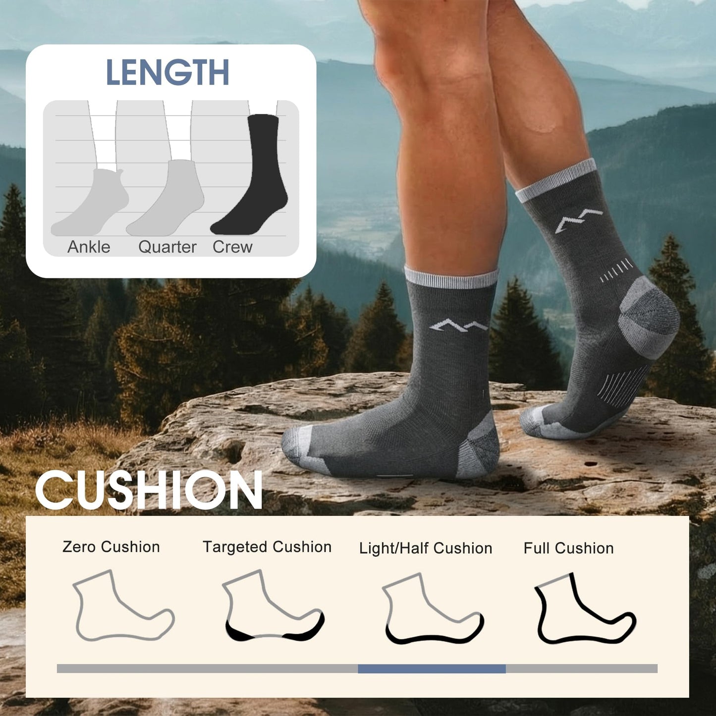innotree 3 Pack Men's Merino Wool Hiking Socks